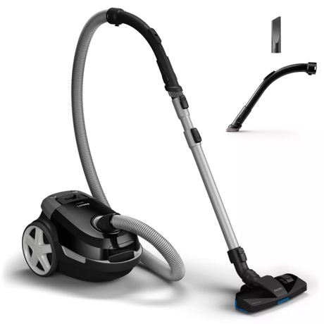 Aspirator cu sac Philips XD3112/09, 900 W, 3 L, Cap de aspirare TriActive, Accesoriu spatii inguste, Negru intens