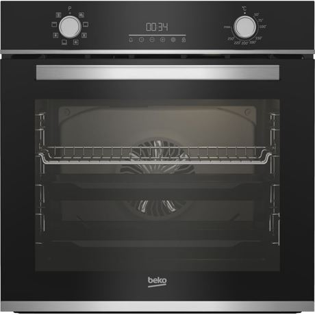 Cuptor incorporabil Beko BBIM13300XM, 72 L, 8 functii de gatire, Grill, Autocuratare catalitica, Display LED, Control butoane, Negru/inox