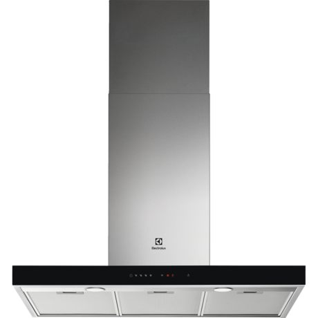 Hota semineu dreapta Electrolux LFT769X, 700 mc/h (intensiv), Front de sticla, 1 motor, 3 viteze+intensiv, Control electronic, Filtre de aluminiu lavabile, Conectivitate plita, Filtru de carbon inclus, Latime 90 cm, Inox