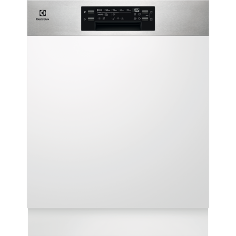 Masina de spalat vase partial incorporabila Electrolux EEM48200IX, 14 seturi, AirDry, Latime 60 cm, 8 programe, Motor Inverter, Sertar tacamuri MaxiFlex, Inox