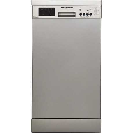 Masina de spalat vase Heinner HDW-FS4506DSE++, Independenta, 10 seturi, 6 programe, Control electronic, Incarcare la jumatate, 45 cm, Argintiu