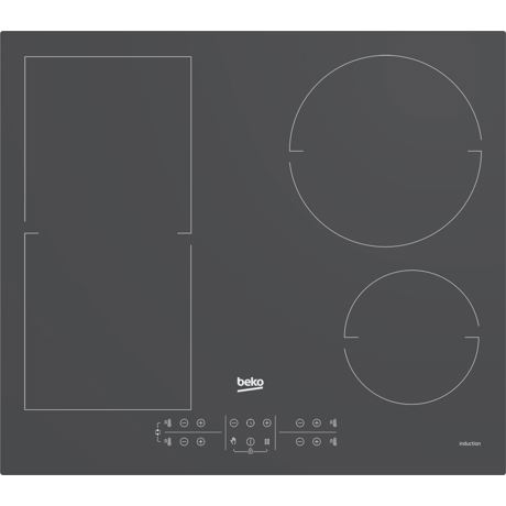 Plita incorporabila Beko HII64200FMTZG, 4 zone de gatit, Inductie, Touch control, IndyFlex, 9 trepte putere, Child Lock, Detectare vase, 58 cm, Zara Grey