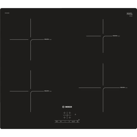 Plita incorporabila Bosch PUE611BB2E, Serie 4, 60 cm, plita vitroceramica cu inductie, control TouchSelect, 4 zone de gatit prin inductie, PowerBoost