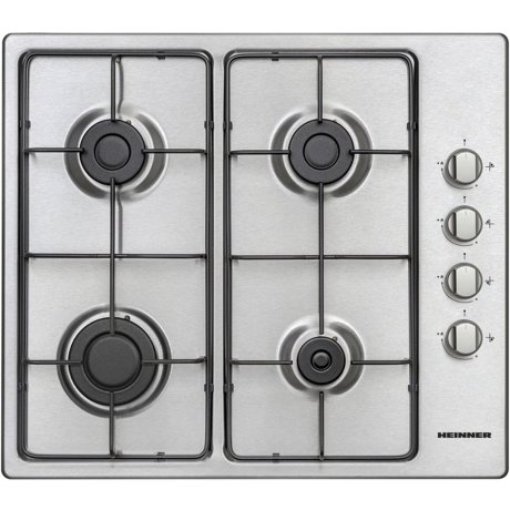 Plita incorporabila Heinner HBH-V4IEIX, Gaz, 4 arzatoare, Aprindere electrica, Siguranta gaz, 58 cm, Inox