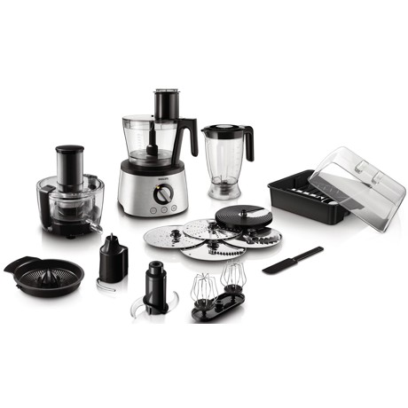 Robot de bucatarie Philips Avance Collection HR7778/00, 34 functii, 1300 W, Bol 3.4 l, Blender 2.2 l, Storcator de fructe si legume, 12 Viteze + Pulse, Inox/Negru