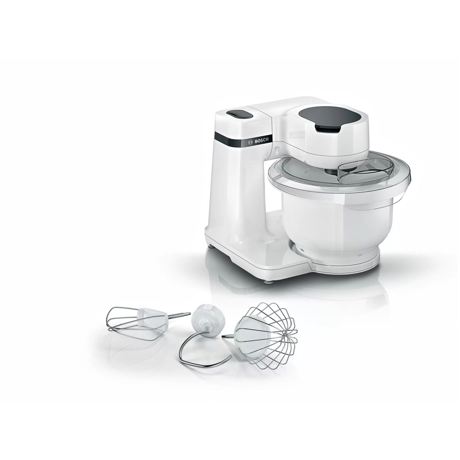 Robot de bucatarie Bosch MUMS2AW00, 700 W, 4 viteze, Mixare planetara 3D, Bol plastic 3.8 L, Alb