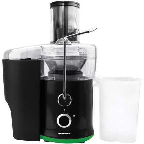 Storcator de fructe si legume Heinner Green vitamine HSF-600BK, 600W, 2 viteze, Recipient suc 0.5L, Recipient pulpa 1.5L, Sita inox, Negru