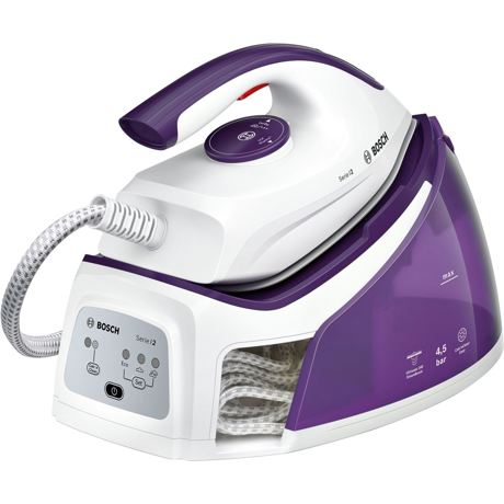 Statie de calcat Bosch Serie 2 TDS2170, 2400 W, Palladium-Glissée, 4,5 bar, i-Temp Advanced, super-jet abur 220 g/min, 1,5 l, Calc'nClean Easy, Eco, alb/albastru
