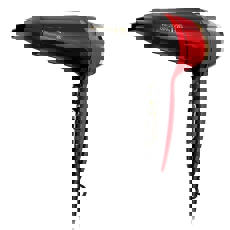 Uscator de par Remington D5755 Thermacare Manchester United, 2200 W, 2 viteze, 3 trepte de temperatura, Indicator LED Ionic, Turbo Boost, Rosu/ Negru