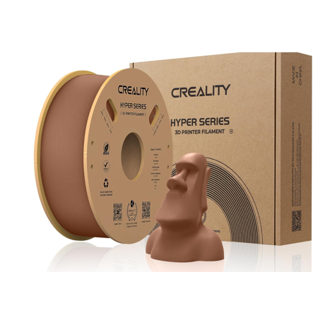 CREALITY HYPER PLA 3D Printer Filament, Brown, Temperatura printare: 200-220 grade celsius, Diametru filament: 1.75mm, Tensile strength: 52.99MPa, Bending strenght:92.38Mpa Dimensiuni rola filament: Diametru 200mm, inaltime 70mm, gaura centrala 56mm, viteza printare: pana la 600mm/s,