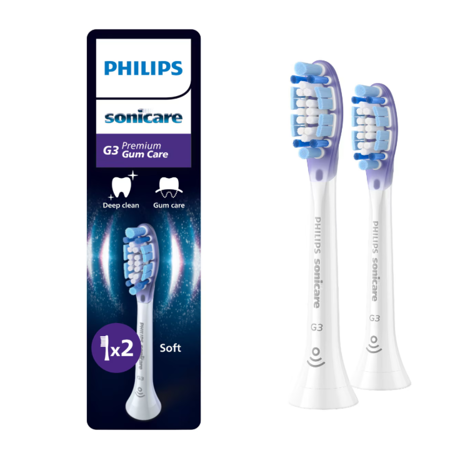 Rezerve PHILIPS Sonicare Gum Care HX9052/87, Pachet de 2 capete de periere, Standard, Click-on, Sincronizarea modurilor BrushSync, Alb, L x A x I (mm) 60x25.7x230.5
