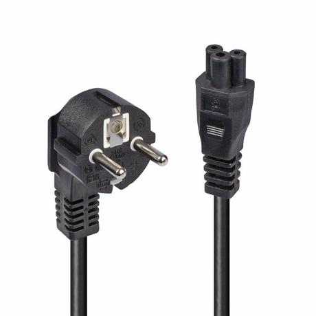 Cablu alimentare Lindy, conector A: Schuko, conector B: IEC C5C5, lungime cablu 2m, material PVC si PBT, material conductor: cupru, dimensiuni A: 36.5x71x36.5mm (1.44x2.8x1.44in), B: 22.8x64x15mm (0.9x2.52x0.59in), negru