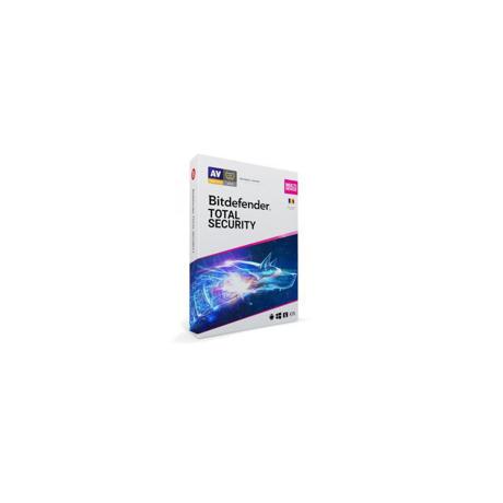 Licenta retail Bitdefender Total Security - protectie anti- malwarecompleta pentru Windows, macOS, iOS si Android, valabilapentru 2 ani, 10 dispozitive, new