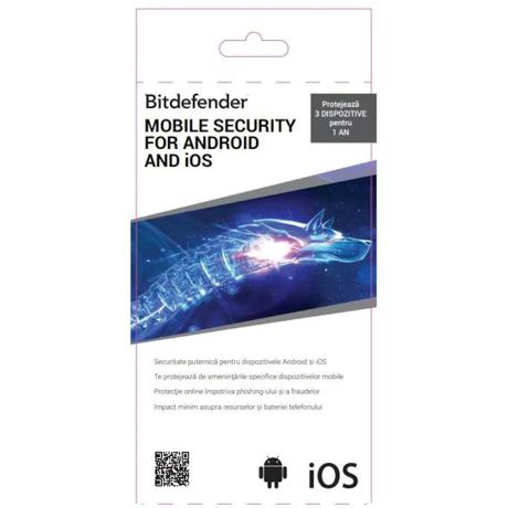 Bitdefender Android & iOSMobile Security, 1 an, 5 dispozitive,licentaretail