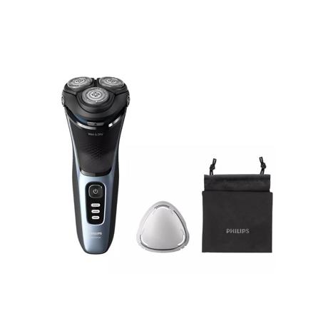 Aparat de ras PHILIPS Seria3000 S3243/12, Wet&Dry, autonomie 60 min, 3 elemente de taiere, albastru