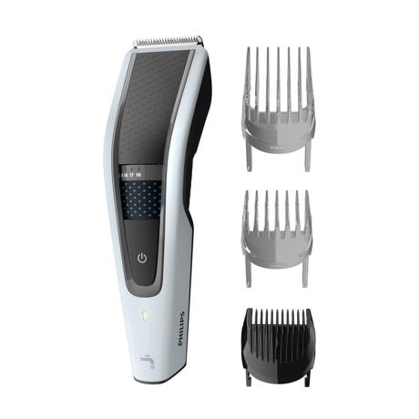 Aparat de tuns Philips HC5610/15, Lavabil, 28 setari lungime, 3 piepteni, Ni-MH, Autonomie 75 min., Negru/Alb