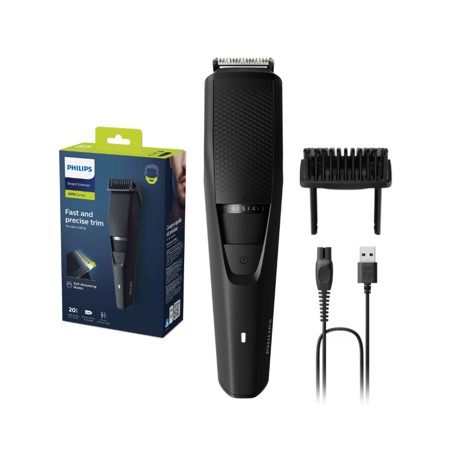Aparat de tuns barba PHILIPS Seria 3000 BT3234/15,  Lame din otel inoxidabil cu ascutire automata, 0.5-10mm, Utilizare fara fir, 60 min, Negru, L x A x I (mm) 71x142x225
