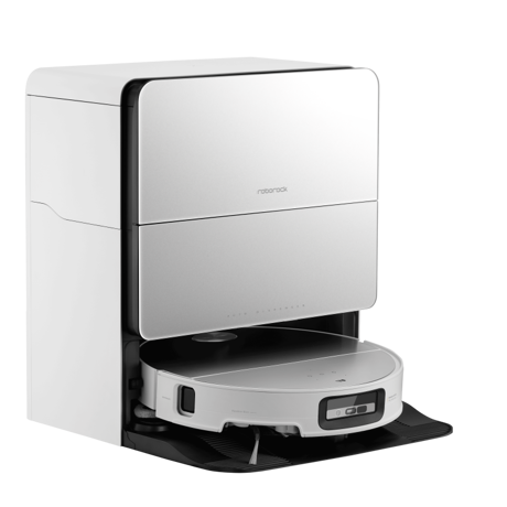 Robot de aspirare Roborock Saros 10, statie de andocare multifunctionala 10-in-1, aspirator, mop si statie inteligenta cu golire automata, sistem autonom StarSight 2.0, mapare 3D, Lidar, alb