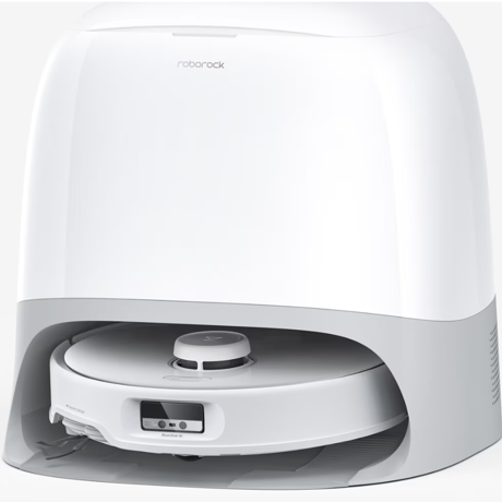 Robot de aspirare Roborock Qrevo Curv RSD0712CE cu statie de incarcare, 18500 pa, aspirator, mop si statie inteligenta cu golire automata, 66W, Lidar, baterie 5200mAh, AdaptLift, asistent vocal, mop rotativ, alb