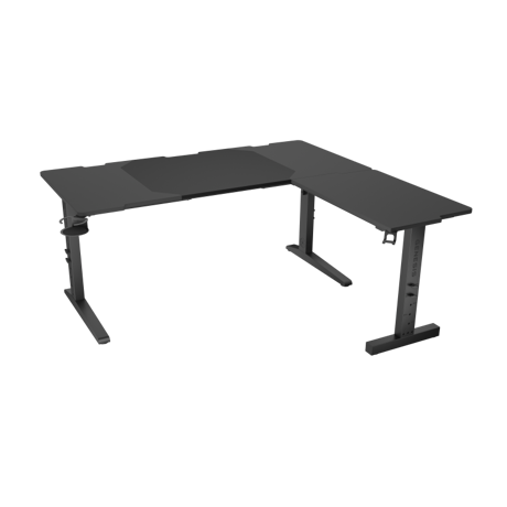 Birou gaming Genesis Holm Modular 160, material metal MDF, reglabil pe inaltime 70 - 90 cm, iluminare RGB, management cabluri, negru