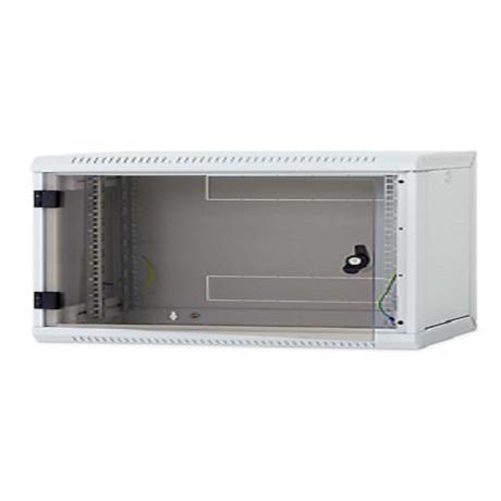 Rack de perete Triton sectiune simpla 9U 600mm adancime usa sticla panouri laterale detasabile sectiuni ventilatie activa, sectiuni acces cabluri sus/jos/spate securizare cu cheie, 1 pereche montanti reglabili IP30 negru