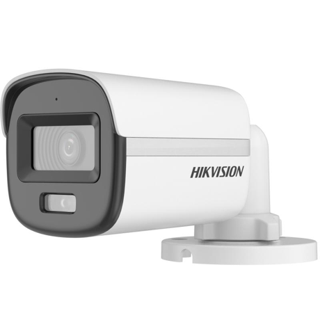Camera de supraveghere Bullet 2MP Hikvision DS-2CE10DF0T-LFS(2.8MM), lentila fixa 2.8mm, iluminare: 0.001 Lux @ (F1.0, AGC ON), 0 Lux cu lumina alba, IR 20m, lumina alba 20m, iesire TVI/AHD/CVI/CVBS, microfon incorporat, alimentare: 12 VDC ± 25%, max. 2.9 W, protectie: IP67, dimensiuni: 161.1 mm ×