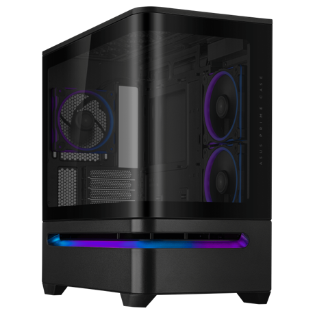 Carcasa ASUS AP202 Small Tower ARGB NEGRU, Tempered Glass, Sloturi Expansiune 4, Drive Bays: 2x2.5"/3.5" Combo, Ventilatoare Suportate: 6 (spate: 1x120mm, sus: 3x120mm sau 2x140mm, lateral: 2x120mm), Ventilatoare Incluse: 3 (spate: 1x120mm, lateral: 2x120mm), Format Placa de Baza Suportat: Mini-ITX