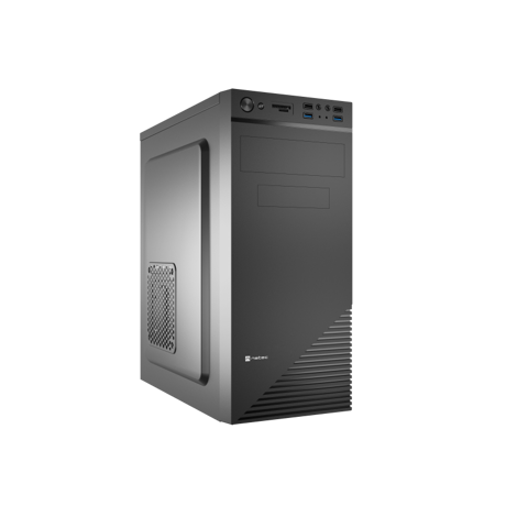 Carcasa NATEC CABASSU G2 Mid Tower NEGRU, Sloturi Expansiune 4, Drive Bays: 3x3.5" 3x2.5" 1x5.25", Ventilatoare Suportate: 3 (spate: 1x80mm sau 120mm, lateral: 1x120mm, fata: 1x120mm), Ventilatoare Incluse: 1 (spate: 1x80mm), Format Placa De Baza Suportat: Mini-ITX, Micro-ATX, ATX, Lungime Maxima