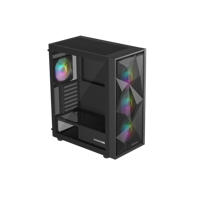 Carcasa GENESIS DIAXID 605 Mid Tower ARGB NEGRU, Tempered Glass, Sloturi Expansiune 7, Drive Bays: 2x3.5" 3x2.5", Ventilatoare Suportate: 8 (spate: 1x120mm, fata: 3x120mm sau 3x140mm, sus: 2x120mm sau 2x140mm, jos: 2x120mm), Ventilatoare Incluse: 4 (spate: 1x120mm, fata: 3x120mm), Format Placa De
