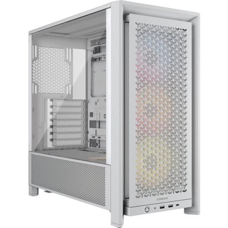 Carcasa CORSAIR FRAME 4000D RS Modular Mid Tower ARGB ALB, Tempered Glass, Sloturi Expansiune 7 orizontale sau 3 verticale, Drive Bays: 2x3.5" 4x2.5", Ventilatoare Suportate: 12 (spate: 1x120mm sau 1x140mm, fata: 3x120mm sau 2x140mm sau 2x200mm, lateral: 2x120mm sau 2x140mm, jos: 2x120mm, sus