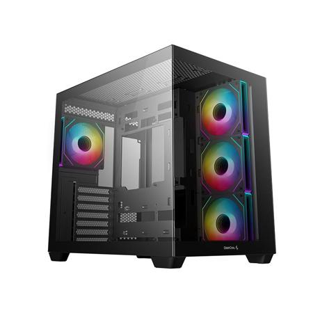 Carcasa DEEPCOOL CG550 4F Mid Tower ARGB NEGRU, Tempered Glass+ABS+SGCC, Sloturi Expansiune 7, Drive Bays: 2x3.5" 2+1x2.5", Ventilatoare Suportate: 10 (spate: 1x120mm, sus: 3x120mm sau 2x140mm, lateral: 3x120mm sau 2x140mm, jos: 3x120mm), Ventilatoare Incluse: 4 (spate: 1x120mm, lateral: 3x120mm)