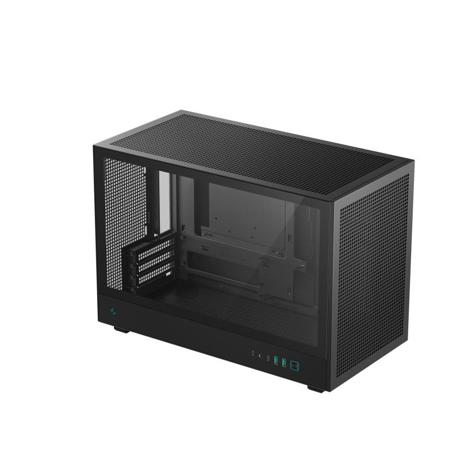 Carcasa DEEPCOOL CH260 Mini Tower NEGRU, Tempered Glass, Sloturi Expansiune: 4, Drive Bays: 1x3.5" 1x2.5", Ventilatoare Suportate: 6 (spate: 1x120mm sus: 3x120mm sau 2x140mm fata: 2x120mm), Format Placa De Baza Suportat: Mini-ITX, Micro ATX, Lungime Maxima Placa Video: 388mm/413mm fara ventilatoare