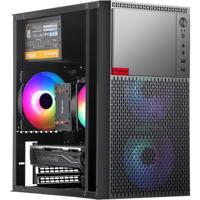 Carcasa Segotep Knight W3 neagra cu sursa de 500W, SECC Steel ATX Mini Tower, cu sursa de 500W (tip ATX, montata sus), interior vopsit negru, 2x 3.5" (intern), 2x 2.5 (intern), fata - 2x 120mm (optional), spate - 1x 120mm Rainbow RGB fan (inclus), 1x USB 2.0, 1x USB 3.0, HD Audio, microATX /