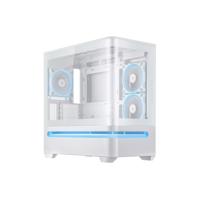Carcasa ASUS AP202 Small Tower ARGB ALB, Tempered Glass, Sloturi Expansiune 4, Drive Bays: 2x2.5"/3.5" Combo, Ventilatoare Suportate: 6 (spate: 1x120mm, sus: 3x120mm sau 2x140mm, lateral: 2x120mm), Ventilatoare Incluse: 3 (spate: 1x120mm, lateral: 2x120mm), Format Placa de Baza Suportat: Mini-ITX
