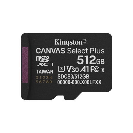 Card de Memorie MicroSDXC Kingston512GBCanvas Select PlusFara Adaptor