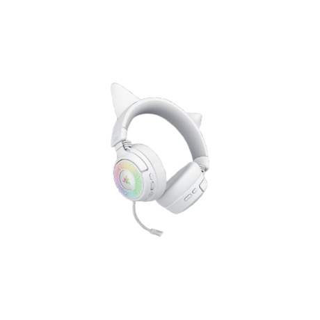 Casti wireless Razer Kraken Kitty V3 Pro, THX Spatial Audio, iluminare RGB, frecventa raspuns 20 Hz - 28 kHz,  microfon detasabil unidirectional, alb