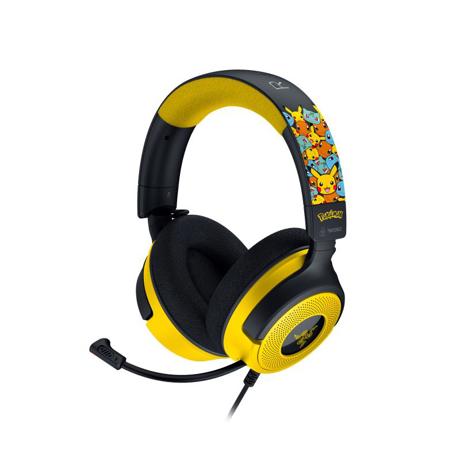 Casti gaming Razer Kraken V4 X Pokémon Kanto Starters Edition., frecventa raspuns 20 Hz – 28 kHz,impendanta 32 Ω, driver customized Dynamic  40 mm Drivers, sensibilitate96 dBSPL/mW at 1 kHz by HATS, frecventa microfon 100 Hz – 10 kHz,sensibilitate microfon -42 ± 3 dBV/Pa, 1 kHz, iluminare Razer