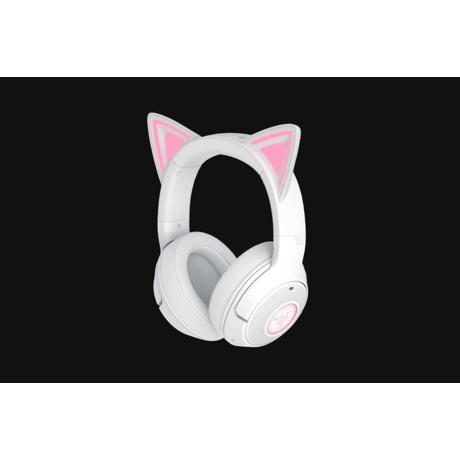Casti Razer Kraken Kitty V2 Bluetooth 5.2Quartz Edition, interfata USB- A, sensibilitate 92.5 dB SPL / mW @ 1kHz si sensibilitate microfon 42 dBV /Pa, alb
