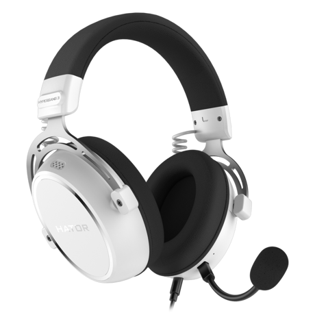 Casti gaming cu fir Hator Hypergang 3, material membrana compozit, frecventa raspuns 10Hz-44kHz, impendanta 32Ω, putere maxima 30mW, microfon detasabil unidirectional, sensibilitate -38 ±3dB, alb
