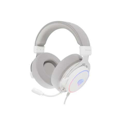 Casti gaming cu fir Genesis Neon 764, sunet 7.1 Surround, microfon, impendanta 32 ohm, frecventa raspuns 20 - 20.000 Hz, lungime cablu 220 cm, iluminare RGB, frecventa raspuns microfon 100 - 10000 Hz, sensibilitate microfon -42dB, impendanta microfon 2200 Ohm, alb