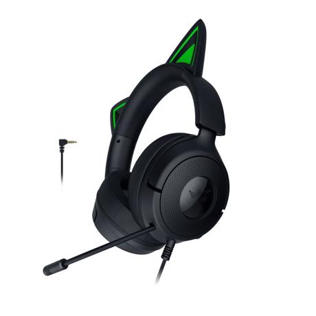 Casti Razer Kraken Kitty V3 X, frecventa raspuns 20 Hz – 28 kHz, sensibilitate 98 dBSPL / mW at 1 kHz by HATS si microfon unidirectional, sensibilitate microfon -42 ± 3 dBV / Pa, 1 kHz, negru
