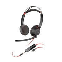 Poly Blackwire 5220 Stereo USB-C Headset +3.5mm Plug +USB-C/A Adapter