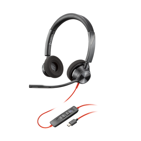 Poly Blackwire 3320 Stereo Microsoft Teams Certified USB-C Headset +USB-C/A Adapter