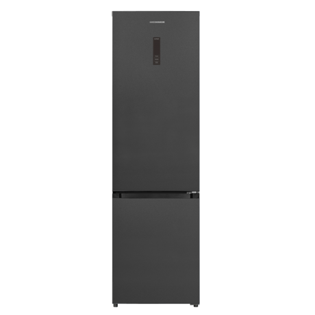 Combina frigorifica Heinner HCNF-HM377INVDGHC, No Frost, Capacitate: 377 L, Clasa energetica: C, Inverter, control electronic, tehnologie InoxCool, lumina LED, functie ECO, functie Vacanta, functie Super Congelare, Gri Antracit