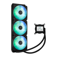 Cooler Procesor ASUS PRIME LC 360 LCD ARGB NEGRU, marime radiator 360mm, 3 ventilatoare ARGB, Viteza ventilatoare 2200 RPM +/- 10%, Suport AMD: AM4, AM5, suport INTEL: LGA 1851/115x/1200/1700, Airflow: 75.7 CFM, Nivel de zgomot ventilatoare: 37.6dBA