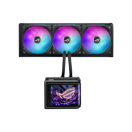 Cooler Procesor ASUSD ROG RYUO IV SLC 360 ARGB, dimensiune waterblock 133x105x123 mm, dimensiune radiator 394x140x32 mm, lungime tub 200 mm, 3x 120mm, viteza: 800-2650 +/- 10% RPM, presiune statica 5.45 mmH2O, airflow: 71.44 CFM, nivel zgomot 39.6 dBA, compatibiliate AMD AM4/AM5, Intel LGA 1700/1851