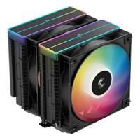 Cooler Procesor DEEPCOOL AG620 ARGB V2 NEGRU, marime heatsink 161x136x129mm, 2 ventilatoare ARGB, viteza ventilator 300-1950 RPM +/- 10%, Airflow: 67.88 CFM, Suport AMD: AM4/AM5, suport INTEL: LGA 1851/1700/1200/1151/1150/1155, nivel de zgomot: 29.4 dBA