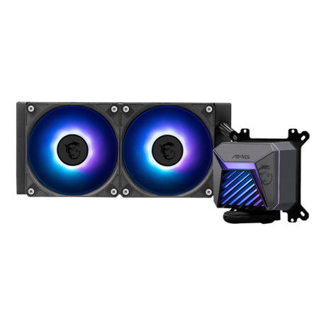 Cooler Procesor MSI MAG CORELIQUID A15 240 AIO NEGRU, marime radiator 240mm, 2 ventilatoare ARGB GEN2, Viteza ventilatoare: 500-2500 RPM +/- 10%, Viteza pompa: 3400 +/- 10%, Suport AMD: AM4/AM5, suport INTEL: LGA 1700/1851, Airflow: 64.89 CFM, Nivel de zgomot pompa: 20dBA, zgomot ventilator: 28.7dBA