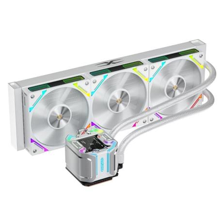 Cooler Procesor 1stPlayer® X-Starship 360-wh, display IPS personalizabil de 2, 4 inches, ARGB, compatibil AMD/Intel, alb