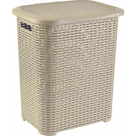 Cos de rufe Heinner care plastic tip rattan 45 l bej, 34,5x41x46 cm